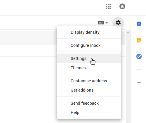 select Gmail settings