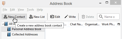 Mozilla Thunderbird Create New Contact