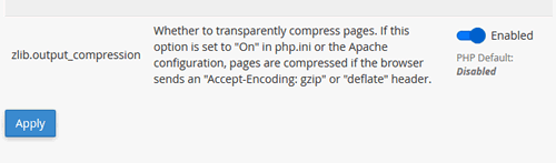 zlib compression in cPanel