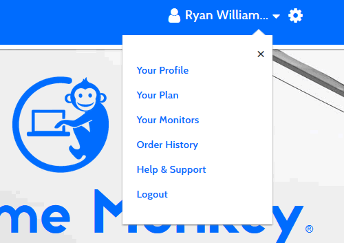 User menu modal